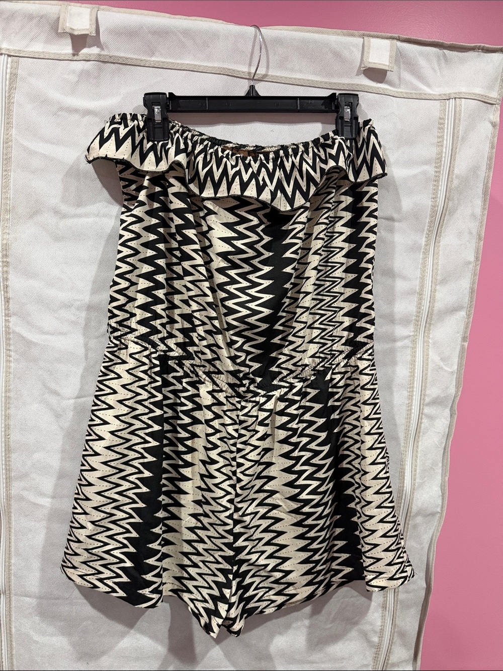 Speed Control Black and Cream Zebra Print Women’s Romper